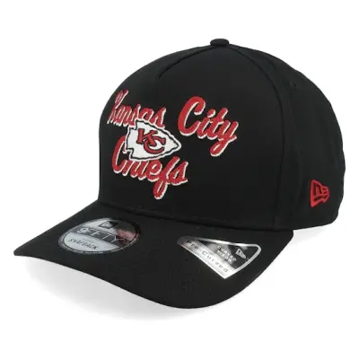 New Era - NFL Svart adjustable Keps - Kansas City Chiefs 9FIFTY Chainstitch Black A-Frame Adjustable @ Hatstore