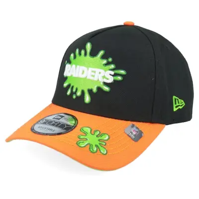 New Era - NFL Svart adjustable Keps - Las Vegas Raiders NFL Slime 9FORTY Black/Orange A-Frame Adjustable @ Hatstore