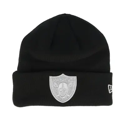 New Era - NFL Svart cuff Beanie - Las Vegas Raiders Metallic Black Cuff @ Hatstore