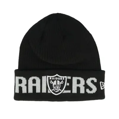 New Era - NFL Svart cuff Beanie - Las Vegas Raiders Wordmark Black Cuff @ Hatstore
