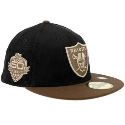 New Era - NFL Svart fitted Keps - Hatstore Exclusive x Las Vegas Raiders 59FIFTY Black Corduroy/walnut 50th Fitted @ Hatstore