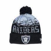 New Era - NFL Svart pom Beanie - Las Vegas Raiders NFL Sport Knit Cuff Black/Grey Pom @ Hatstore