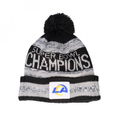 New Era - NFL Svart pom Beanie - Los Angeles Rams NFL Parade Knit Black/Grey Pom @ Hatstore