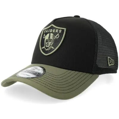 New Era - NFL Svart trucker Keps - Hatstore Exclusive x Las Vegas Raiders 9FORTY Black/New Olive A-Frame Trucker @ Hatstore