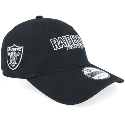 New Era - NFL Svart unconstructed Keps - Las Vegas Raiders NFL Script 9TWENTY Black Dad Cap @ Hatstore