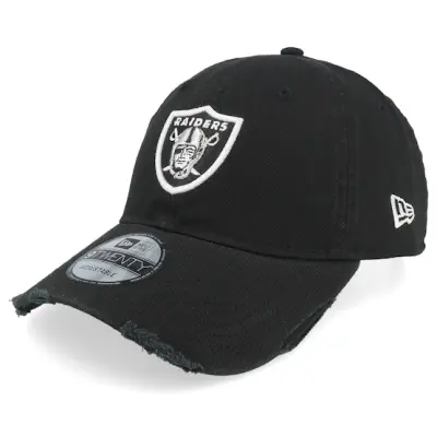 New Era - NFL Svart unconstructed Keps - Las Vegas Raiders NFL Wash 9TWENTY Black Dad Cap @ Hatstore