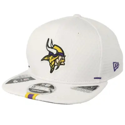 New Era - NFL Vit snapback Keps - Minnesota Vikings 9Fifty On Field 19 Training White Snapback @ Hatstore