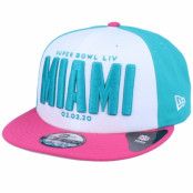 New Era - NFL Vit snapback Keps - Super Bowl LIV Miami 9Fifty White/Teal/Pink Snapback @ Hatstore