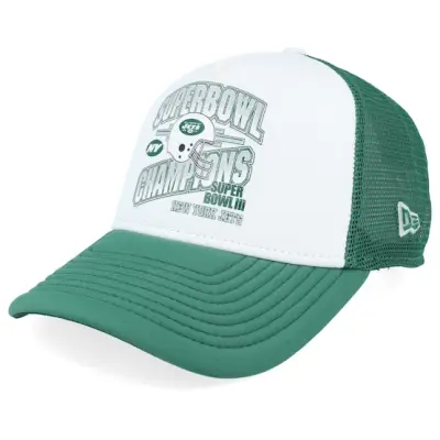 New Era - NFL Vit trucker Keps - New York Jets Super Bowl Green/White A-frame Trucker @ Hatstore