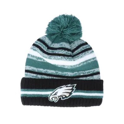 New Era - NFL Grön pom Beanie - Philadelphia Eagles NFL21 Sport Knit Teal/Black Pom @ Hatstore