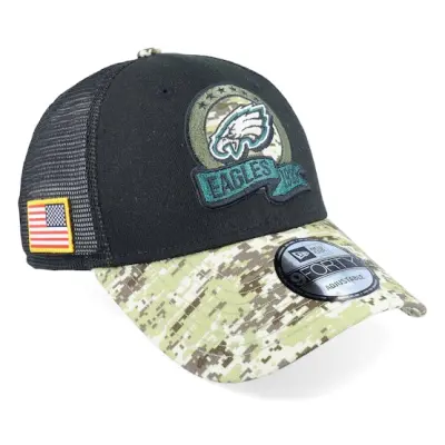 New Era - NFL Svart trucker Keps - Philadelphia Eagles M 9FORTY NFL Salute To Service 22 Black/Camo Trucker @ Hatstore