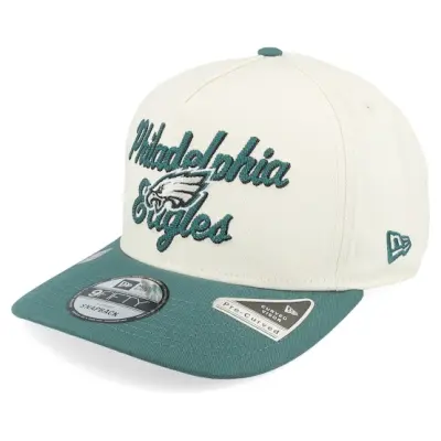 New Era - NFL Vit adjustable Keps - Philadelphia Eagles 9FIFTY Chainstitch White/Green A-Frame Adjustable @ Hatstore