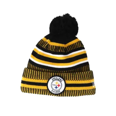 New Era - NFL Gul pom Beanie - Pittsburgh Steelers On Field 19 Sport Knit Yellow/Black Pom @ Hatstore