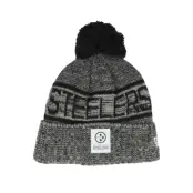 New Era - NFL Svart pom Beanie - Pittsburgh Steelers NFL 25 Sideline Cold Weather Sport Knit Black/Grey Pom @ Hatstore