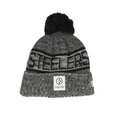 New Era - NFL Svart pom Beanie - Pittsburgh Steelers NFL 25 Sideline Cold Weather Sport Knit Black/Grey Pom @ Hatstore
