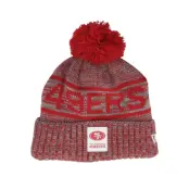 New Era - NFL Röd pom Beanie - San Francisco 49ers NFL 25 Sideline Cold Weather Sport Knit Red/Grey Pom @ Hatstore
