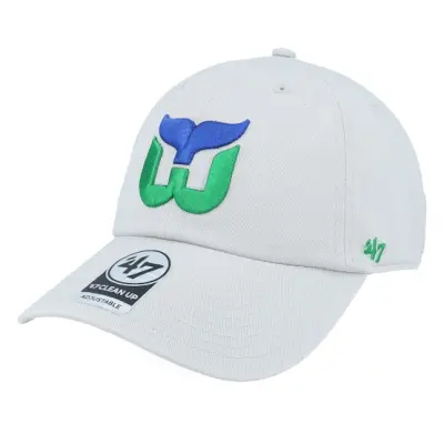 47 Brand - NHL Grå unconstructed Keps - Hartford Whalers NHL Clean Up Cap Grey Dad Cap @ Hatstore
