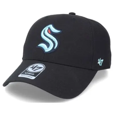 47 Brand - NHL Svart adjustable Keps - Seattle Kraken NHL MVP Black Adjustable @ Hatstore