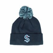 Adidas - NHL Blå pom Beanie - Seattle Kraken NHL CuffBeanie Night Navy Pom @ Hatstore