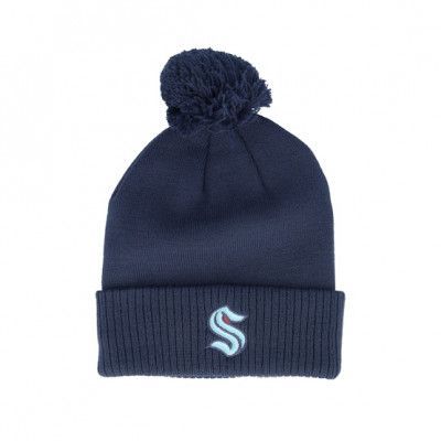 Adidas - NHL Blå pom Beanie - Seattle Kraken NHL Cuffed Beanie Night Navy Pom @ Hatstore