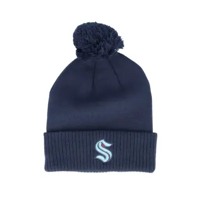 Adidas - NHL Blå pom Beanie - Seattle Kraken NHL Cuffed Beanie Night Navy Pom @ Hatstore