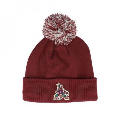 Adidas - NHL Röd pom Beanie - Arizona Coyotes NHL Cuff Beanie Burgundy Pom @ Hatstore