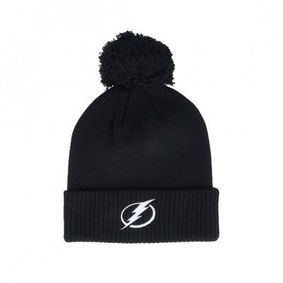 Adidas - NHL Svart pom Beanie - Tampa Bay Lightning NHL Cuffed Beanie Black Pom @ Hatstore