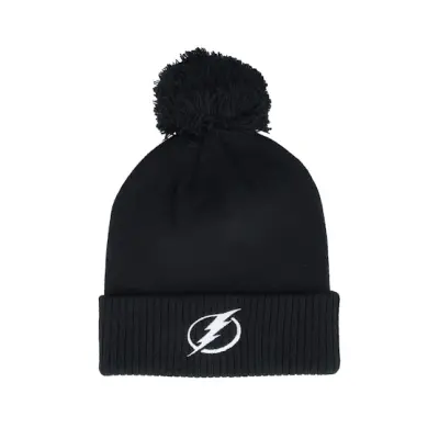 Adidas - NHL Svart pom Beanie - Tampa Bay Lightning NHL Cuffed Beanie Black Pom @ Hatstore