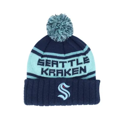American Needle - NHL Blå pom Beanie - Seattle Kraken Pillow Line Knit Navy/Teal/Blue Pom @ Hatstore