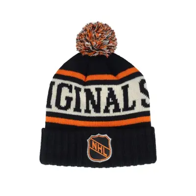 American Needle - NHL Svart pom Beanie - NHL Pillow Line Knit Black/Ivory/Orange Pom @ Hatstore