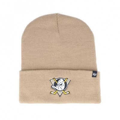 47 Brand - NHL Beige cuff Beanie - Anaheim Ducks Haymaker Knit Khaki Cuff @ Hatstore