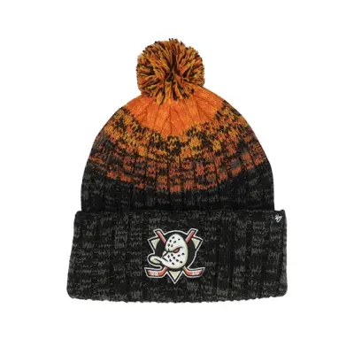47 Brand - NHL Svart pom Beanie - Anaheim Ducks Cascade 47 Cuff Knit Beanie Black/Orange Pom @ Hatstore