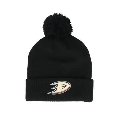 Adidas - NHL Blå pom Beanie - Anaheim Ducks NHL Cuffed Beanie Black Pom @ Hatstore