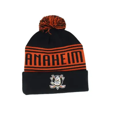 Fanatics - NHL Svart pom Beanie - Anaheim Ducks Black/Dark Orange Pom @ Hatstore