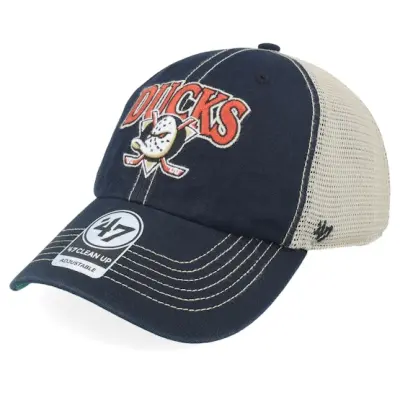 47 Brand - NHL Svart trucker Keps - Anaheim Ducks NHL 47 Clean Up Vintage Black Unconstructed Trucker @ Hatstore