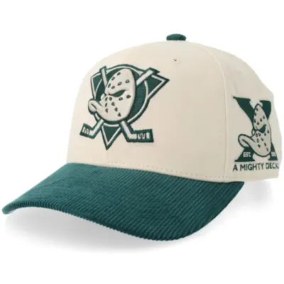 Mitchell&Ness - NHL Beige adjustable Keps - Anaheim Ducks Fall Corduroy Pro Off White/Green Adjustable @ Hatstore