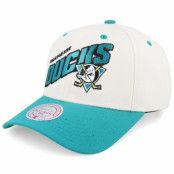 Mitchell&Ness - NHL Beige adjustable Keps - Anaheim Ducks Retro Type Pro Off White/Teal Adjustable @ Hatstore