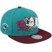 Mitchell&Ness - NHL Blå snapback Keps - Anaheim Ducks Triple Up Vintage Teal/Purple Snapback @ Hatstore