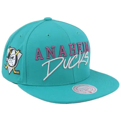 Mitchell&Ness - NHL Grön snapback Keps - Anaheim Ducks Team Tagged Vintage Teal Snapback @ Hatstore