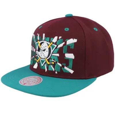 Mitchell&Ness - NHL Lila snapback Keps - Anaheim Ducks Shattered Vintage Purple/Teal Snapback @ Hatstore