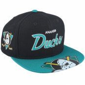 Mitchell&Ness - NHL Svart snapback Keps - Anaheim Ducks Big Mouth Vintage Black/Teal Snapback @ Hatstore