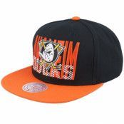 Mitchell&Ness - NHL Svart snapback Keps - Anaheim Ducks Cross Check Black/Orange Snapback @ Hatstore