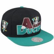 Mitchell&Ness - NHL Svart snapback Keps - Anaheim Ducks Text Stack 1 Vintage Black/Teal Snapback @ Hatstore