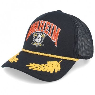 Mitchell&Ness - NHL Svart trucker Keps - Anaheim Ducks Gold Leaf Hwc Black Trucker @ Hatstore