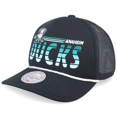 Mitchell&Ness - NHL Svart trucker Keps - Anaheim Ducks Graded Vintage Black A-frame Trucker @ Hatstore