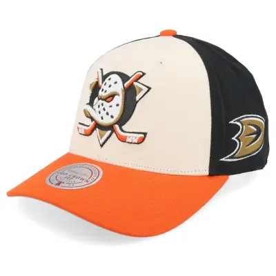 Mitchell&Ness - NHL Vit adjustable Keps - Anaheim Ducks Brushed Off Pro White/Orange/Black Adjustable @ Hatstore