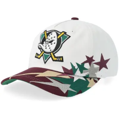 Mitchell&Ness - NHL Vit adjustable Keps - Anaheim Ducks Shooting Stars Deadstock Vintage White/Maroon A-frame Adjustable @ Hatstore