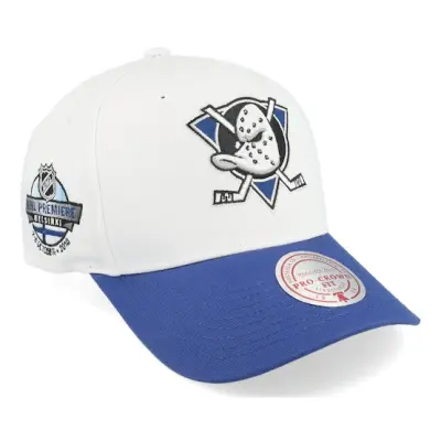 Mitchell&Ness - NHL Vit adjustable Keps - Hatstore Exclusive x Anaheim Ducks NHL Premiere Pro Crown White/Blue A-frame Adjustabe @ Hatstore