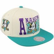 Mitchell&Ness - NHL Vit snapback Keps - Anaheim Ducks Speed Zone Vintage Off White/Mint Snapback @ Hatstore