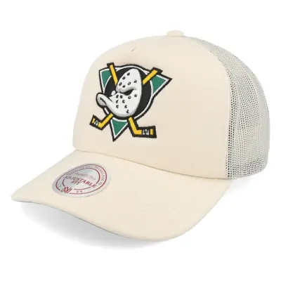 Mitchell&Ness - NHL Vit trucker Keps - Anaheim Ducks Evergreen Vintage Off White A-frame Trucker @ Hatstore